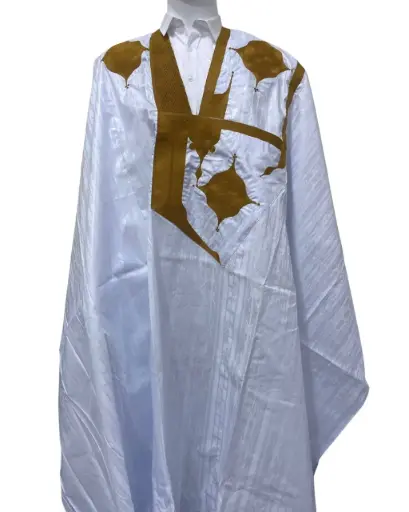  Azbi blanc – boubou 8m avec pantalon, design moderne   1033