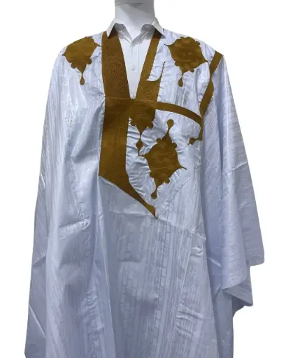  Azbi blanc – boubou 8m avec pantalon, design moderne  1034