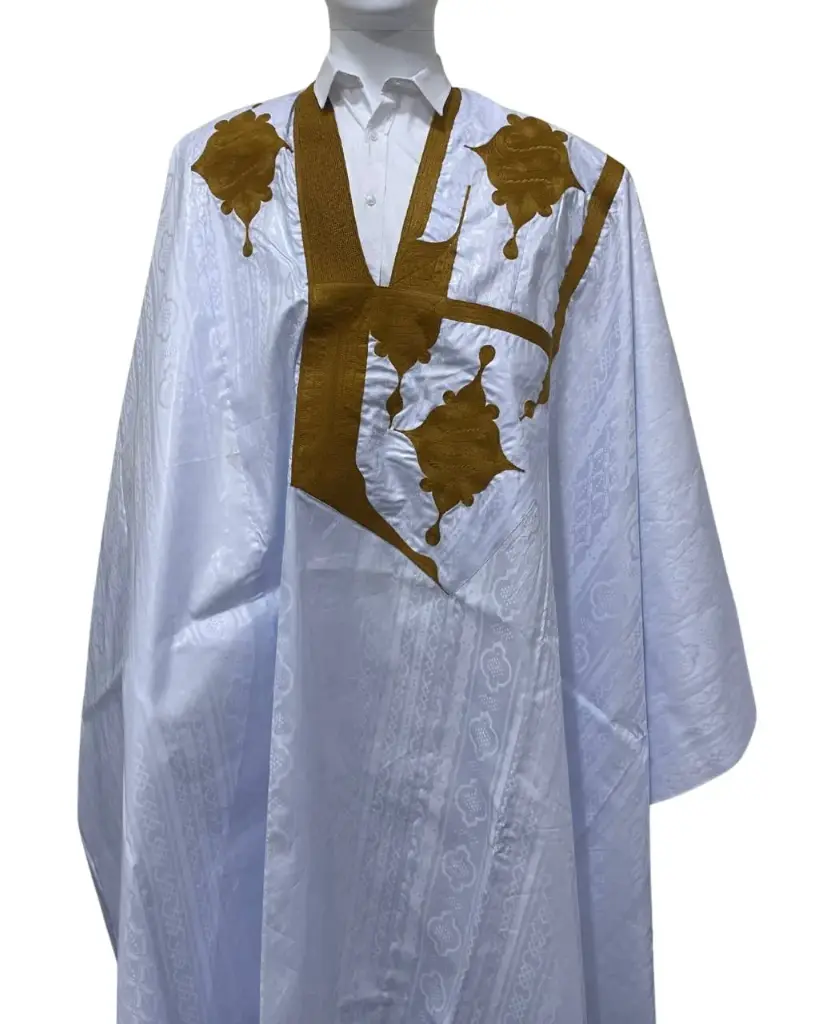  Azbi blanc – boubou 8m avec pantalon, design moderne 1035