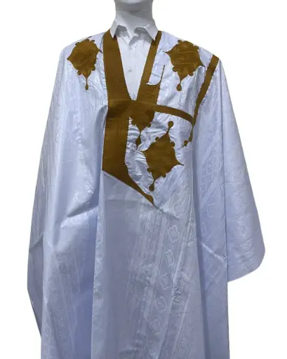  Azbi blanc – boubou 8m avec pantalon, design moderne 1035