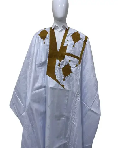  Azbi blanc – boubou 8m avec pantalon, design moderne   1036