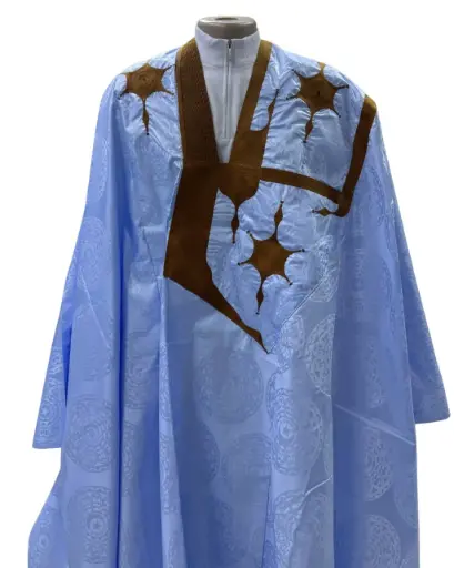  Azbi  bleu ciel  – boubou 8m avec pantalon, 1103