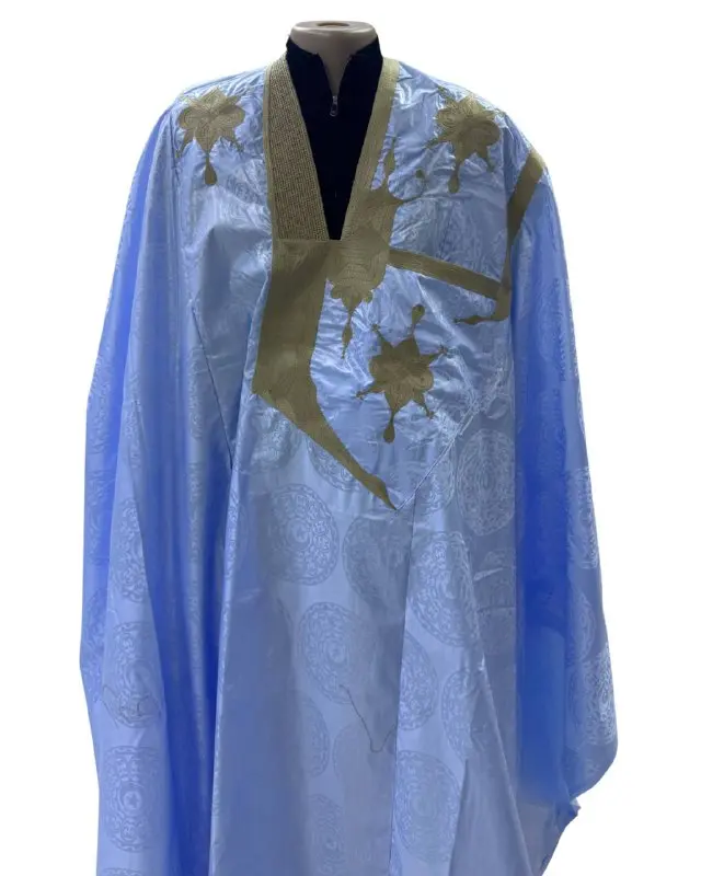  Azbi  bleu ciel  – boubou 8m avec pantalon, 1107