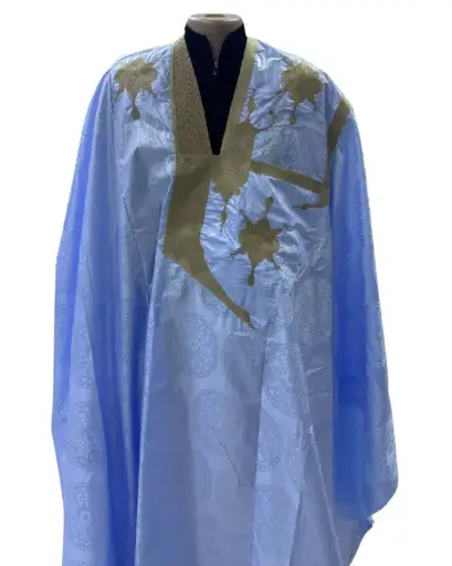  Azbi  bleu ciel  – boubou 8m avec pantalon, 1107