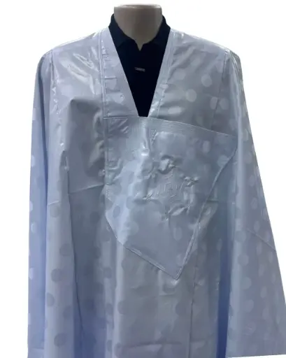 Azbi blanc – boubou 8m avec pantalon simple.  1404