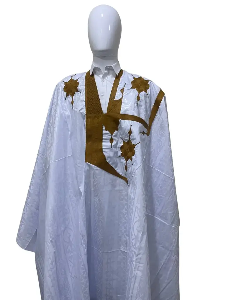  Azbi blanc – boubou 8m avec pantalon, design moderne  1038