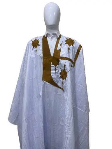  Azbi blanc – boubou 8m avec pantalon, design moderne  1038