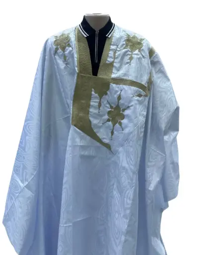 Azbi blanc –boubou 8m avec pantalon 1011