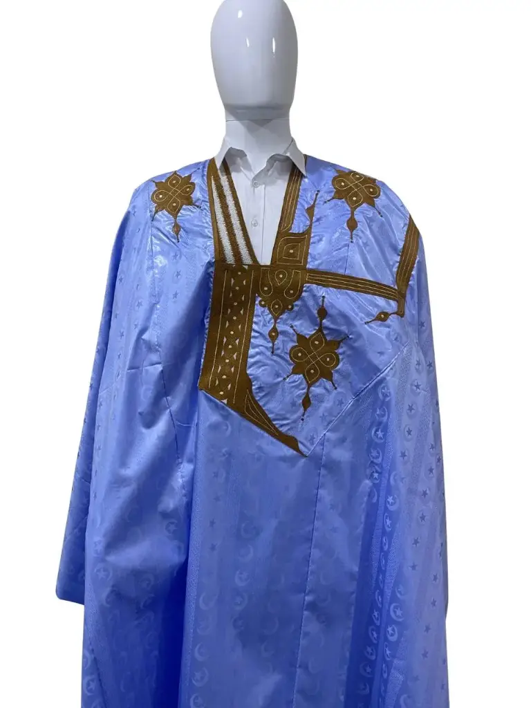 getzner bleu eclair  – boubou 8m avec pantalon 1803