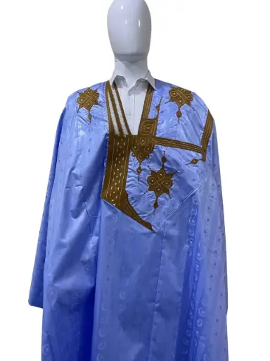 getzner bleu eclair  – boubou 8m avec pantalon 1803