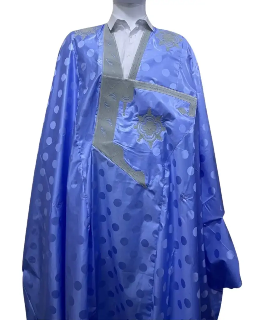 Azbi  bleu éclair  – boubou 8m avec pantalon 1214