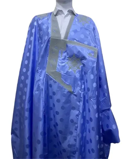 Azbi  bleu éclair  – boubou 8m avec pantalon 1214