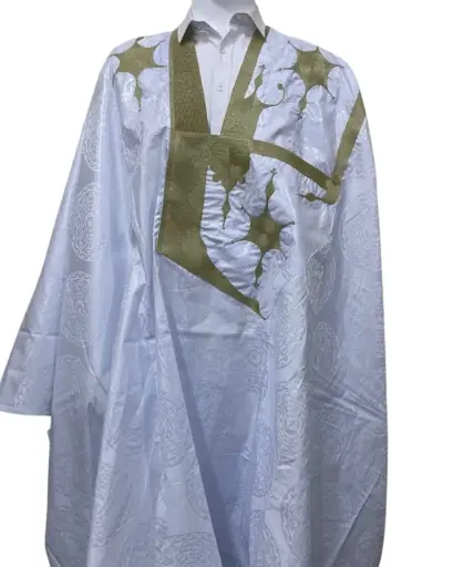 أزبي أبيض دراعة 8م بانتلوه مخيط 1019