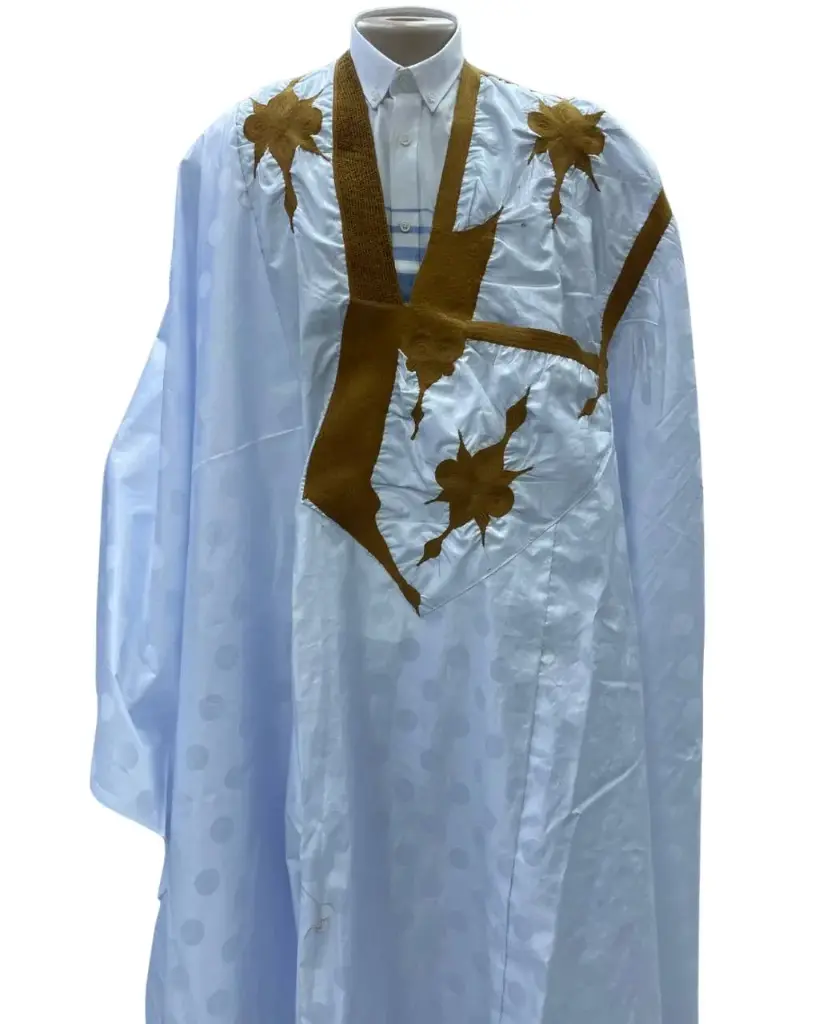 Azbi blanc – boubou 8m avec pantalon , couture faite à la main  1074