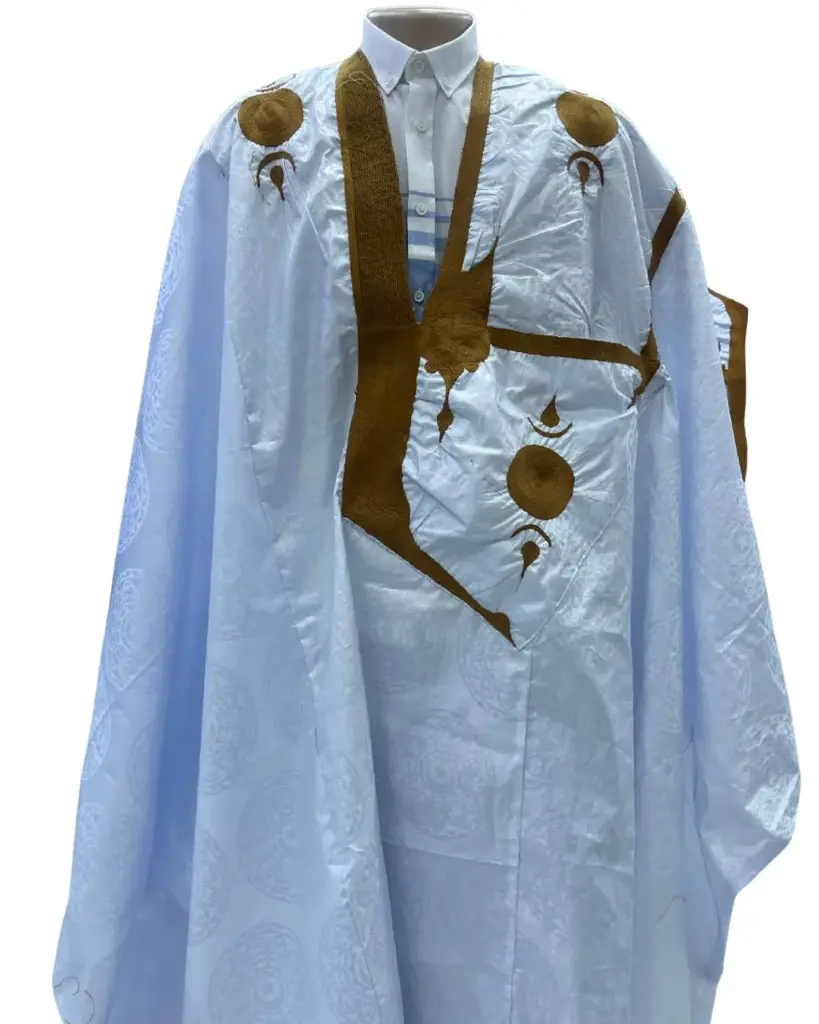 Azbi blanc – boubou 8m avec pantalon , couture faite à la main  1075