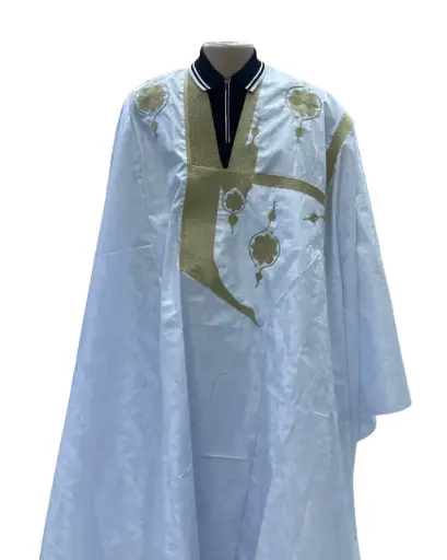 Azbi blanc –boubou 8m avec pantalon 1023