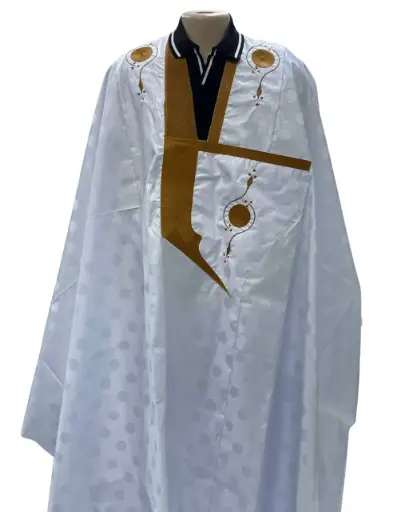   Azbi blanc –boubou 8m avec pantalon lihbail 1057