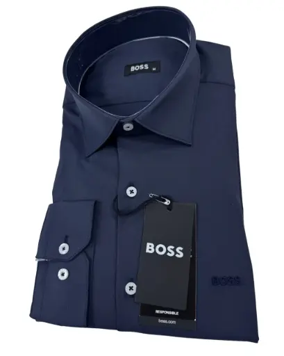 قميص رجالي BOSS أزرق داكن – ياقة كلاسيكية 8515