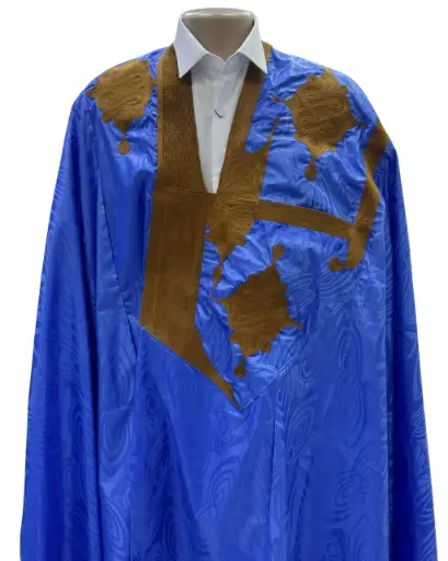 Azbi  bleu fonce  – boubou 8m avec pantalon 1322