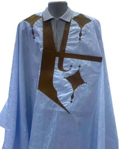   Azbi blanc –boubou 8m avec pantalon lihbail 1058