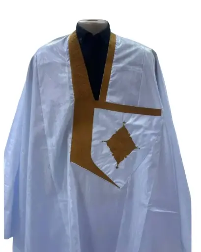   Azbi blanc –boubou 8m avec pantalon design moderne lihbail1051