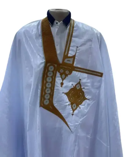 Azbi blanc –boubou 8m avec pantalon design moderne lihbail1053