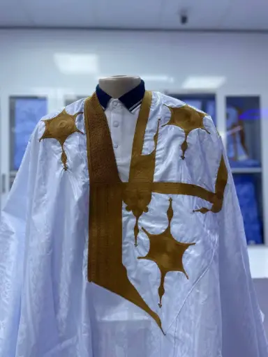  Azbi blanc – boubou 8m avec pantalon, design moderne 1032